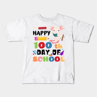 Happy 100th Day of School Axolotl Kids T-Shirt